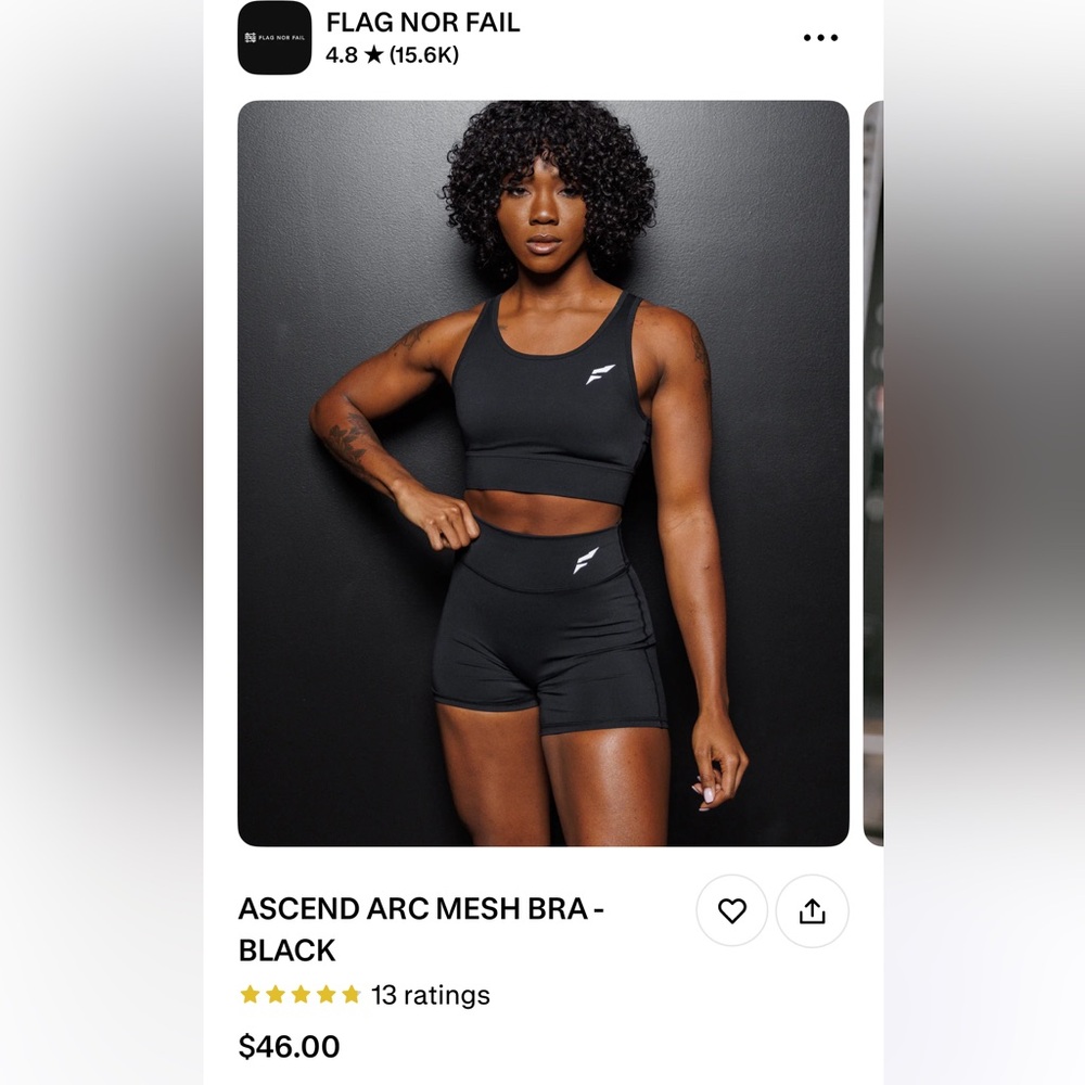 Flag Nor Fail Black Ascend Arc Mesh Bra